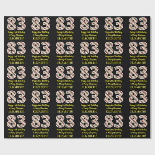 Fijne 83e verjaardag & prettige kerst, aangepaste  cadeaupapier (Vlak)