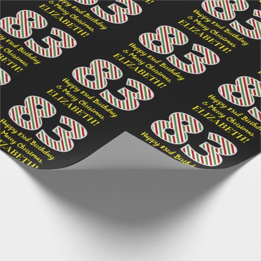 Fijne 83e verjaardag & prettige kerst, aangepaste  cadeaupapier (Hoek)