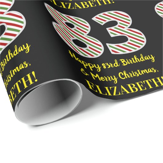Fijne 83e verjaardag & prettige kerst, aangepaste cadeaupapier (Rol Hoek)