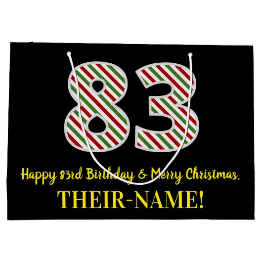 Fijne 83e verjaardag & prettige kerst, aangepaste  groot cadeauzakje (Achterkant)