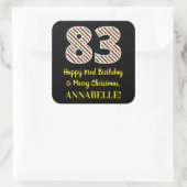 Fijne 83e verjaardag & prettige kerst, aangepaste  vierkante sticker (Tas)