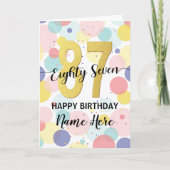 Fijne 87ste verjaardag Pastel Rainbow Gold Woman Kaart (Voorkant)