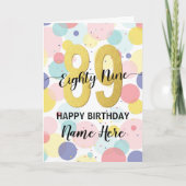 Fijne 89e verjaardag van de pastei Regenboog Goude Kaart (Voorkant)