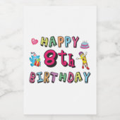 Fijne 8de verjaardag. 8 jaar per dag. voedselcontainer etiket (Enkel label)