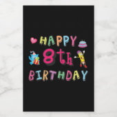 Fijne 8de verjaardag. 8 jaar per dag. voedselcontainer etiket (Enkel label)