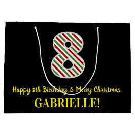 Fijne 8de verjaardag en prettige kerst, aangepaste groot cadeauzakje