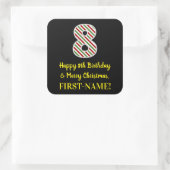 Fijne 8de verjaardag en prettige kerst, aangepaste vierkante sticker (Tas)