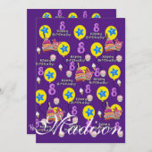 Fijne 8de verjaardag van de uitnodiging van de ver (Voorkant / Achterkant)