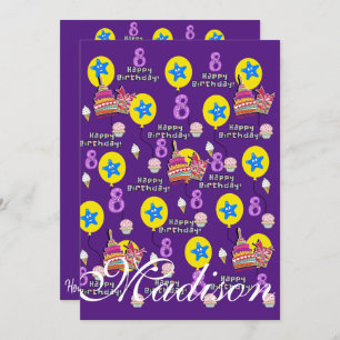 Fijne 8de verjaardag van de uitnodiging van de ver