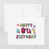 Fijne 8de verjaardag. verrassing 8 jaar per dag briefkaart (Voorkant / Achterkant)