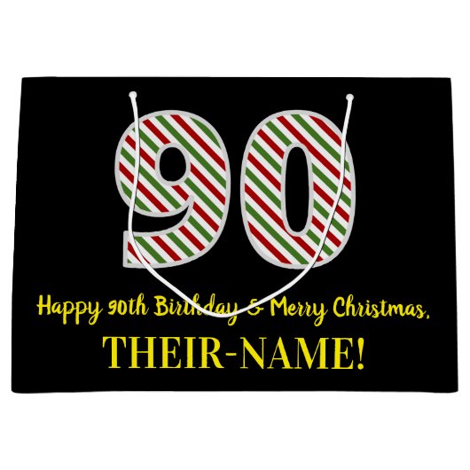 Fijne 90ste verjaardag en prettige kerst, aangepas groot cadeauzakje (Voorkant)
