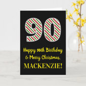 Fijne 90ste verjaardag en prettige kerst, aangepas kaart (Gele Bloem)