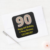 Fijne 90ste verjaardag en prettige kerst, aangepas vierkante sticker (Envelop)