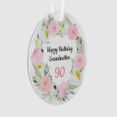 Fijne 90ste verjaardag grootmoeder ornament (voorkant)