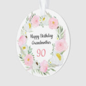 Fijne 90ste verjaardag grootmoeder ornament (voorkant)