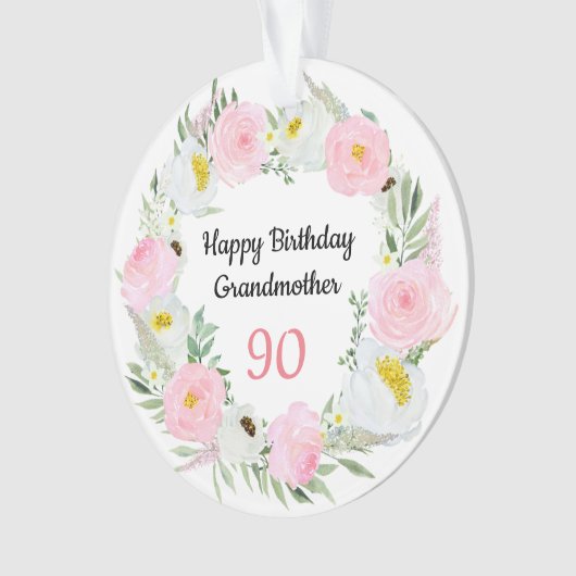 Fijne 90ste verjaardag grootmoeder ornament