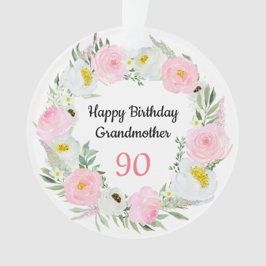 Fijne 90ste verjaardag grootmoeder ornament (voorkant)