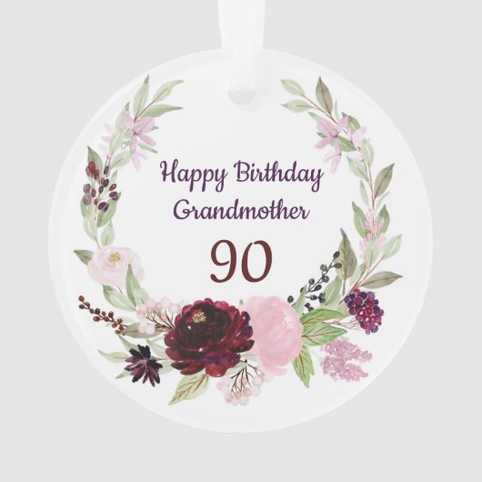 Fijne 90ste verjaardag grootmoeder ornament (achterkant)