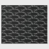 Fijne 90ste verjaardag op zwarte dag cadeaupapier (Vlak)