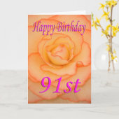 Fijne 91e verjaardag Bloem Kaart (Gele Bloem)
