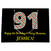 Fijne 91ste verjaardag & prettige kerst, aangepast groot cadeauzakje (Voorkant)