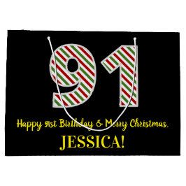 Fijne 91ste verjaardag & prettige kerst, aangepast groot cadeauzakje