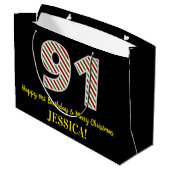 Fijne 91ste verjaardag & prettige kerst, aangepast groot cadeauzakje (Achterkant Gekanteld)