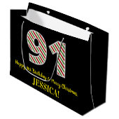 Fijne 91ste verjaardag & prettige kerst, aangepast groot cadeauzakje (Voorkant Gekanteld)