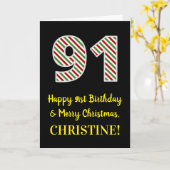 Fijne 91ste verjaardag & prettige kerst, aangepast kaart (Gele Bloem)