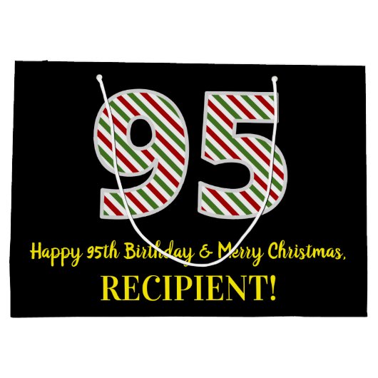 Fijne 95e verjaardag & prettige kerst, aangepaste  groot cadeauzakje (Achterkant)
