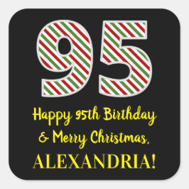 Fijne 95e verjaardag & prettige kerst, aangepaste  vierkante sticker