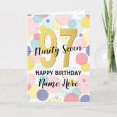 Fijne 97ste verjaardag Pastel Rainbow Gold Woman Kaart (Voorkant)