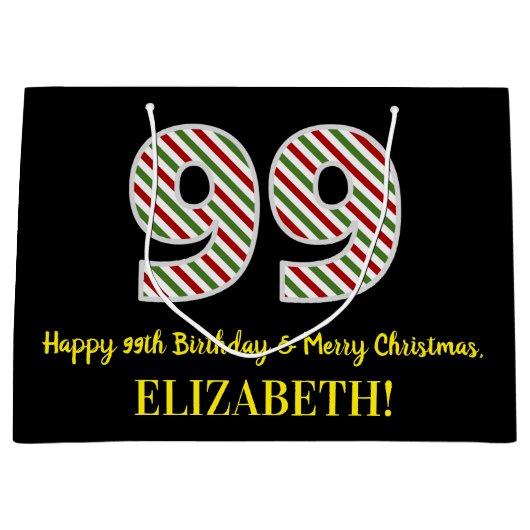 Fijne 99ste verjaardag en prettige kerst, aangepas groot cadeauzakje (Voorkant)