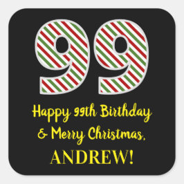 Fijne 99ste verjaardag en prettige kerst, aangepas vierkante sticker