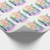 Fijne 9de verjaardag (roze) cadeaupapier (Hoek)