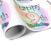 Fijne 9de verjaardag (roze) cadeaupapier (Rol Hoek)