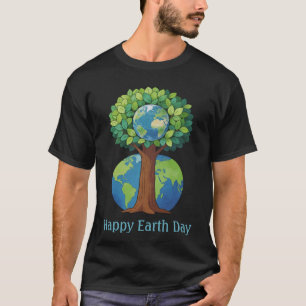 Fijne Aarde Dag Boom Natuur Illustratie T-shirt