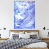Fijne Abstracte acrylkunst schilderen in blauw wit Canvas Afdruk (Insitu (Slaapkamer))