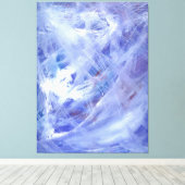 Fijne Abstracte acrylkunst schilderen in blauw wit Canvas Afdruk (Insitu (Houten vloer))