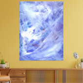 Fijne Abstracte acrylkunst schilderen in blauw wit Canvas Afdruk (Insitu (Woonkamer))