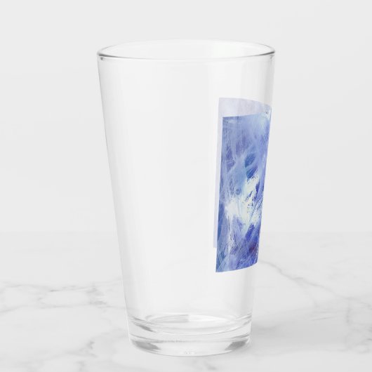 Fijne Abstracte acrylkunst schilderen in blauw wit Glas (Rechts)