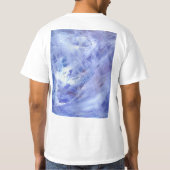 Fijne Abstracte acrylkunst schilderen in blauw wit T-shirt (Achterkant)
