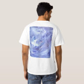 Fijne Abstracte acrylkunst schilderen in blauw wit T-shirt (Achterkant volledig)