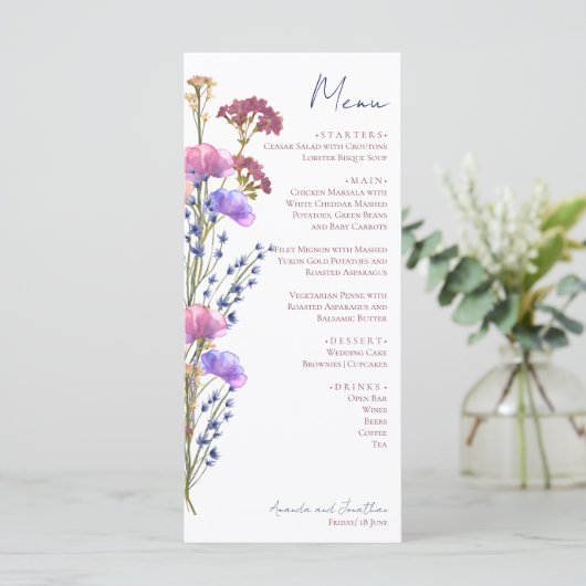 Fijne acrylbloem menu (Staand voorkant)