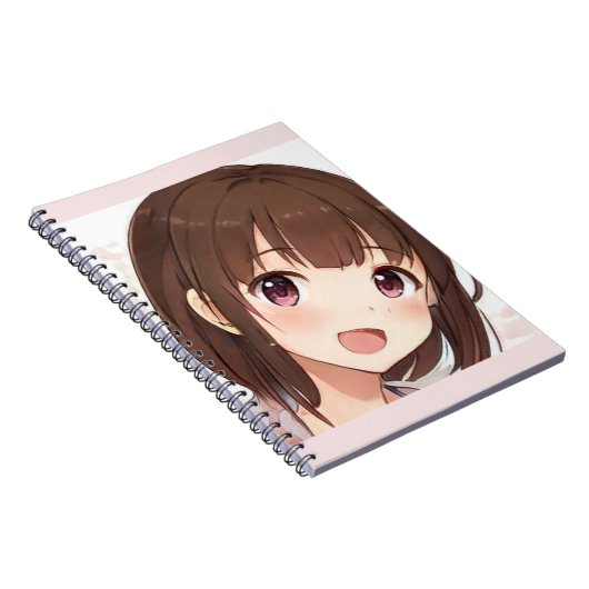 Fijne anime meid schattige manga bruin haar amberk notitieboek (Rechterzijde)