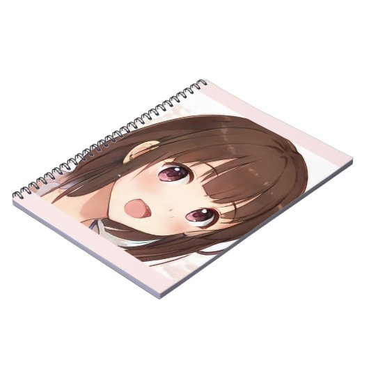 Fijne anime meid schattige manga bruin haar amberk notitieboek (Linkerzijde)