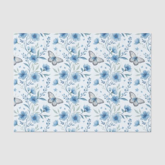 Fijne Aquarel Bloemen & Vlinders Decoupage Tissuepapier (Voorkant)