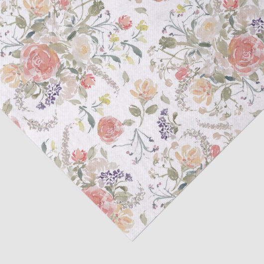 Fijne aquarel koraalbloem - Avery Tissuepapier (Detail)