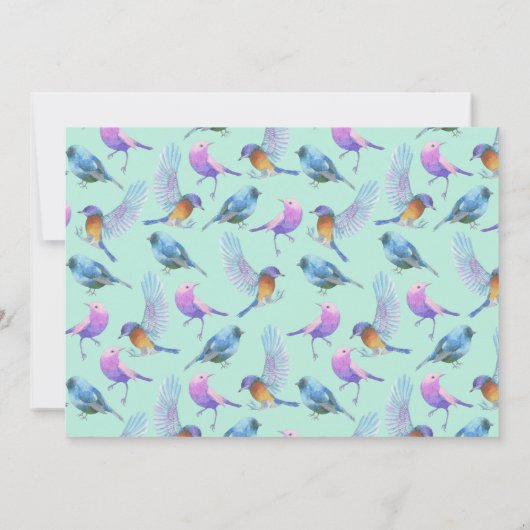 Fijne Aquarel Vogels met Lijst Bruiloft RSVP Kaart (Achterkant)