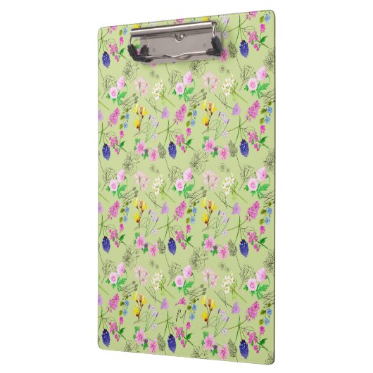 Fijne aquarel wilde bloemen op groen klembord (Links)